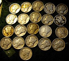 Buy 21 Mercury silver dimes   $1.58 each---NONE CHEAPER!!!~!