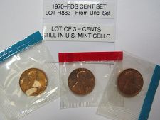 1970 P D S Lincoln Memorial Cent Set – 3 Brilliant Uncirculated Coins