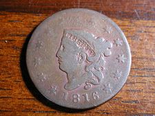 1816 Coronet Liberty Head Large Cent Matron Early Copper Penny