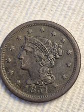 1851 Braided Hair Liberty Head Large Cent Normal Date Early Copper