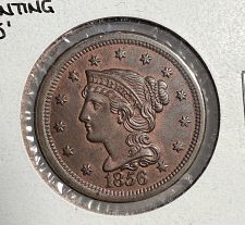 1856 Braided Hair Liberty Head Large Cent Slanted 5 Early Copper