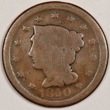 1850 P Braided Hair Liberty Head Large Cents Early Copper Penny