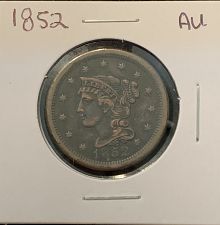 1852 Braided Hair Liberty Head Large Cent Early Copper Penny Coin