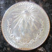 Buy 1945 Mexican Silver 1 Peso Silver Cap&Ray  ASW .3856  **BRILLIANT UNCIRCULATED**