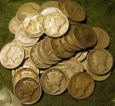Buy Roll11- 50 mercury Silver Dimes  early teens/20's to 30 thru 40's Priced Right /