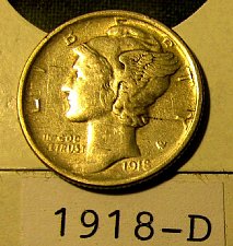 Buy Silver Mercury Dimes 1918-D Win 1st dime/s, Take 15% off 2nd dime/s won refund