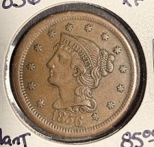 1856 Braided Hair Liberty Head Large Cent Slanted 5 Early Copper