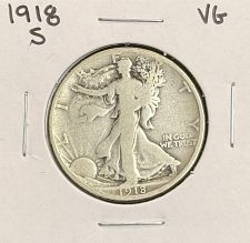稀少年号)アメリカ ウォーキング リバティ 50セント銀貨 1918 S 1918