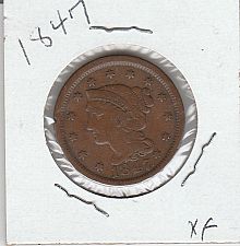 1847 Braided Hair Liberty Head Large Cent Normal Date Early Copper