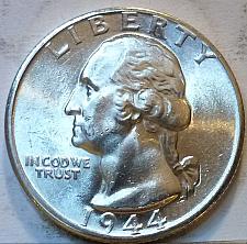 1944-S UNC Silver Washington Quarter Brilliant Uncirculated Coin BU