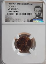 LINCOLN LABEL 2019 UNCIRCULATED COIN SET w// FIRST /"W/" LINCOLN CENT NGC MS68RD