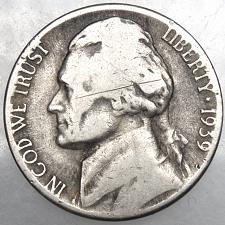 1939-S Jefferson Nickel vg-f free shipping