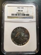 1963 P Franklin Silver Half Dollar NGC MS64