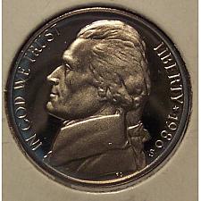 1986-S PROOF DEEP CAMEO GEM JEFFERSON NICKEL NO SPOTS,TONING,OR HAZE