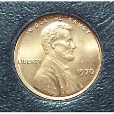1970 P D S Lincoln Memorial Cents – Brilliant Uncirculated 3-Coin Set, Copper