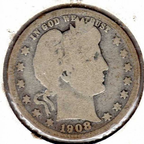 1908 D Barber Quarters 