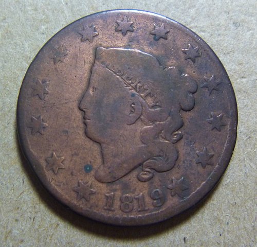 1819 Coronet Head Large Cent with Small Date (#02)