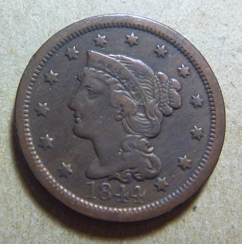 1844 Braided Hair Liberty Large Cent (#01)