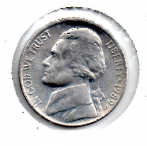 1989p Jefferson Nickel #3