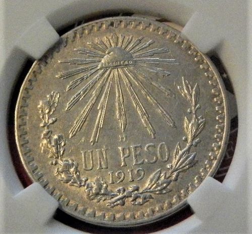 1918-1919 MEXICO UN PESO .800 Silver The King And Queen