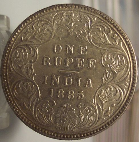 KM #492 1885 British India Silver Rupee UNC/MS Details #0710