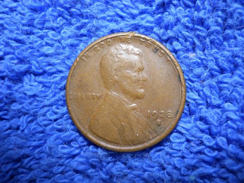 1928-S Lincoln Cent With Rare ''Large" S Mint Mark.  Very Fine Details.