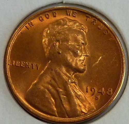 1948-S Gem BU RED Lincoln Wheat Cent (N-539 )