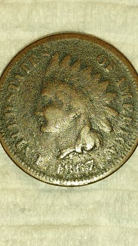 1867p Indian Head Cent F+
