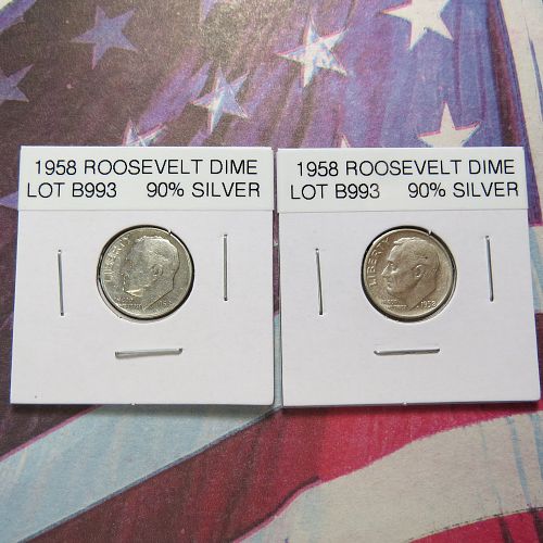 1958  ROOSEVELT DIMES ~ (LOT OF 2 COINS) ~ COMB SHIP ~ LOT B993