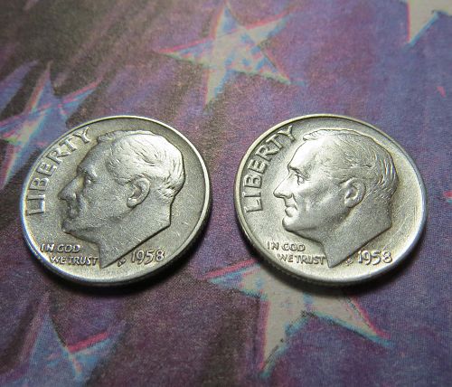 1958  ROOSEVELT DIMES ~ (LOT OF 2 COINS) ~ COMB SHIP ~ LOT B993