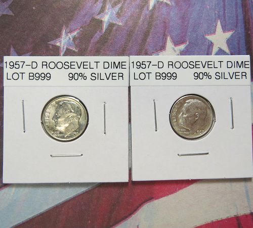 1957-D  ROOSEVELT DIMES ~ (LOT OF 2 COINS) ~ COMB SHIP ~ LOT B999