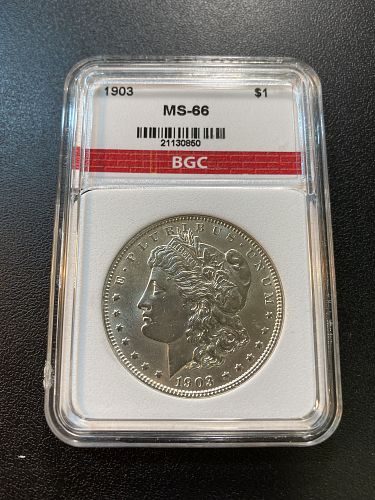 1903 MORGAN DOLLAR BGC MS-66 - UNCIRCULATED - BETTER DATE - CERTIFIED SLAB - $1