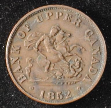 1852 Bank of Upper Canada Half-Penny Token VF+