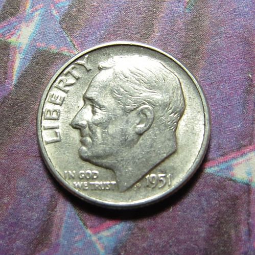 1951 ROOSEVELT DIME ~ (90% SILVER ~ COMBINED SHIPPING ~  LOT C044