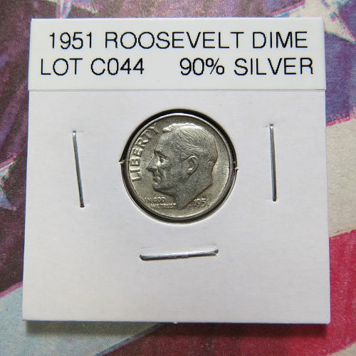 1951 ROOSEVELT DIME ~ (90% SILVER ~ COMBINED SHIPPING ~  LOT C044