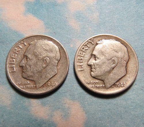 1946  ROOSEVELT DIMES ~ LOT  OF 2 DIMES ~ COMB SHIP ~  LOT C084