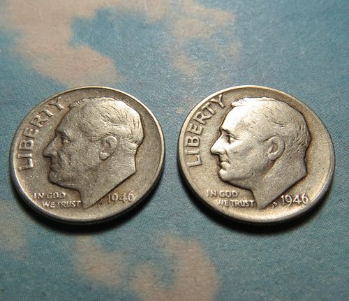 1946  ROOSEVELT DIMES ~ LOT  OF 2 DIMES ~ COMB SHIP ~  LOT C084