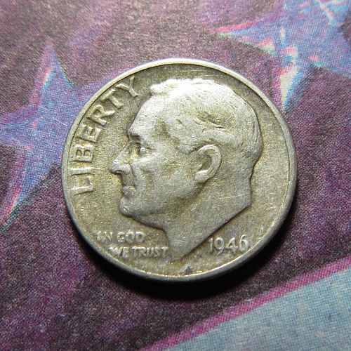 1946-D  ROOSEVELT DIME ~ (90% SILVER ) ~ COMB SHIP ~  LOT C088