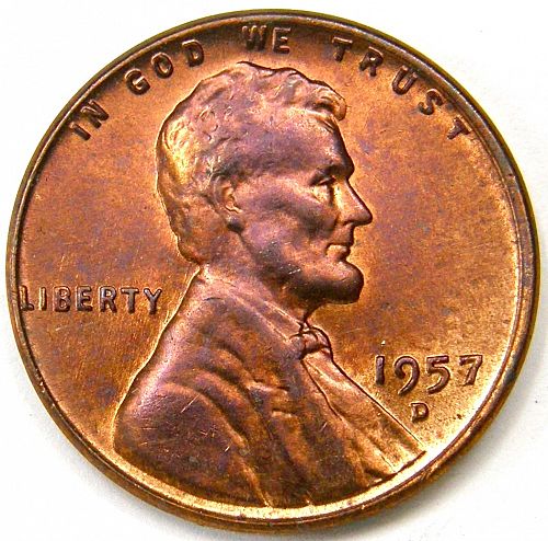 1957 D   Lincoln Wheat Cent #4 Beautfully Toned
