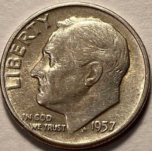 1957 P Roosevelt Dimes