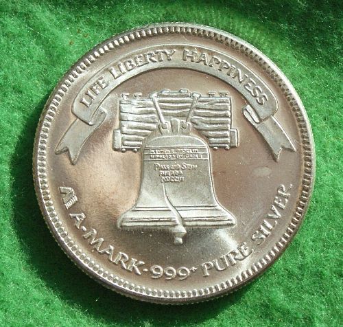 1985 Brilliant Uncirculated A-MARK TROY OUNCE .999 PURE LIBERTY SILVER COIN rzqq