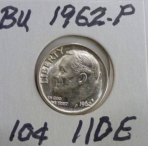 GEM BRILLIANT UNCIRCULATED 1962-P Roosevelt Silver Dime. # 110-E