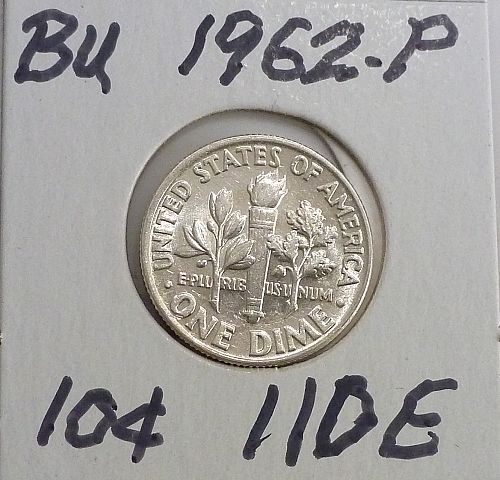 GEM BRILLIANT UNCIRCULATED 1962-P Roosevelt Silver Dime. # 110-E