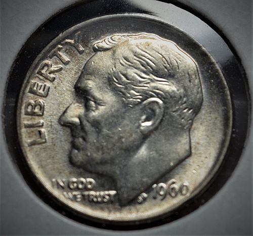 1960 Roosevelt Silver Dime - BU with nice rainbow toning