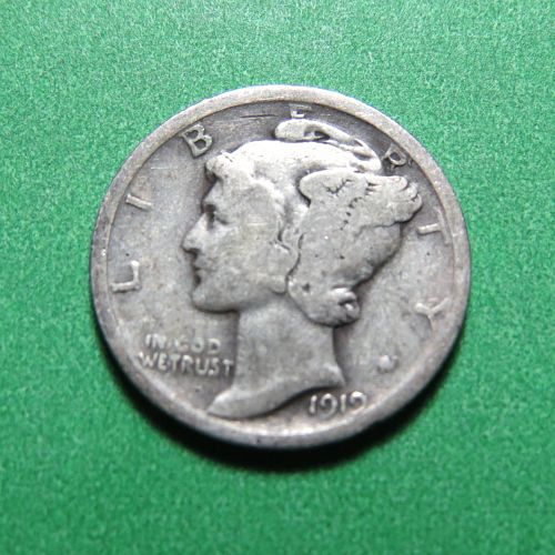 1919 MERCURY DIME (105 Year Old Antique) 90% SILVER ~ LOT C216