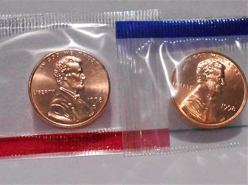 1998 D and P Lincoln cents in orig US Mint cello