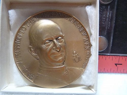 PAUL VI MISSION TO THE UNITED NATIONAS NEW YORK OCT 4 1965 MEDALLION