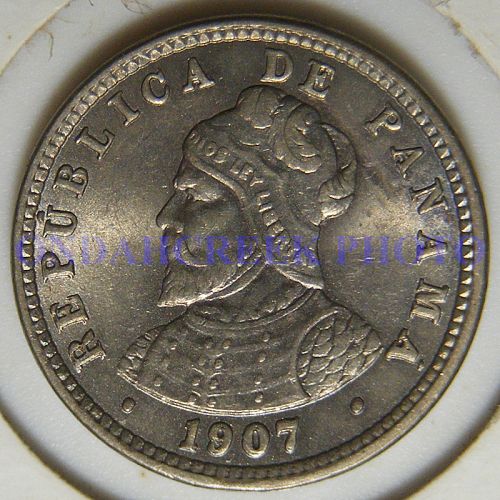 1907 Panama 1/2 Centesimo KM-6 Doubled Die