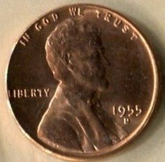 1955 - D  LINCOLN  CENT    B U --- BEAUTIFUL ! !