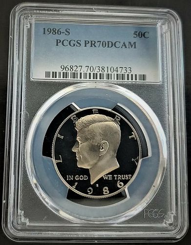 1986-S 50C PCGS PR70DCAM KENNEDY TOP GRADED TOP REGISTRY PROOF DCAM JFK COIN!
